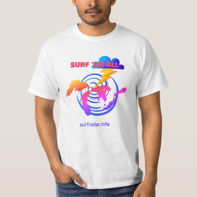 Camiseta Surf 'em all. TLW. Surfing the Great Lakes (Anverso)