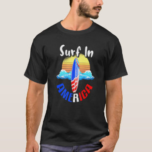 Camiseta Surf En América Estados Unidos Bandera Surfing