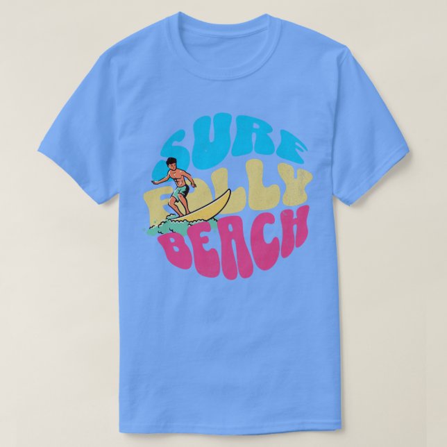 Camiseta Surf Folly Beach South olina Vintage Surfboard (Diseño del anverso)