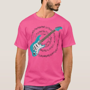 Camiseta Surf Green Aqua Blue Electric Guitar Spiraling Mus