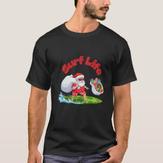 Camiseta Surf Life Santa Surfing Christmas Art