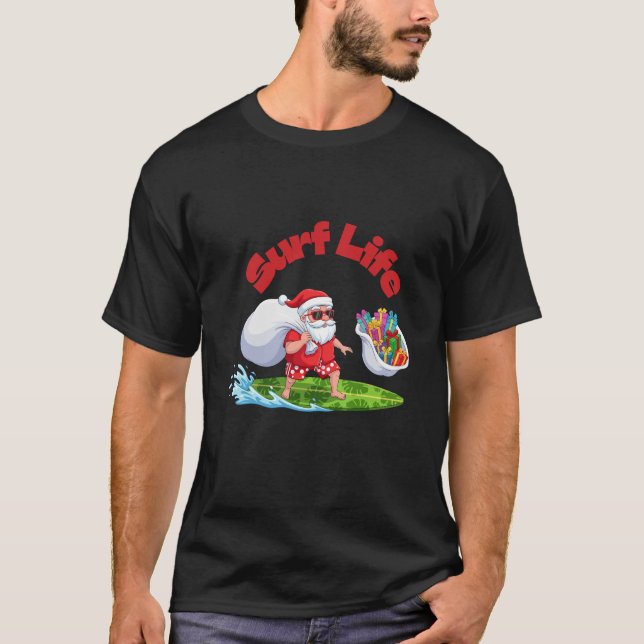 Camiseta Surf Life Santa Surfing Christmas Art (Anverso)