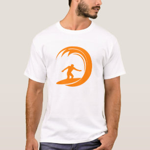 Camiseta Surf naranja y blanco