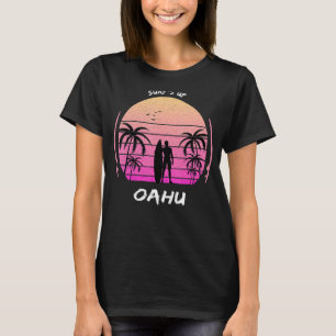 Camiseta Surf Oahu Palm Tree Hawaii Waikiki Souvenir Maui K