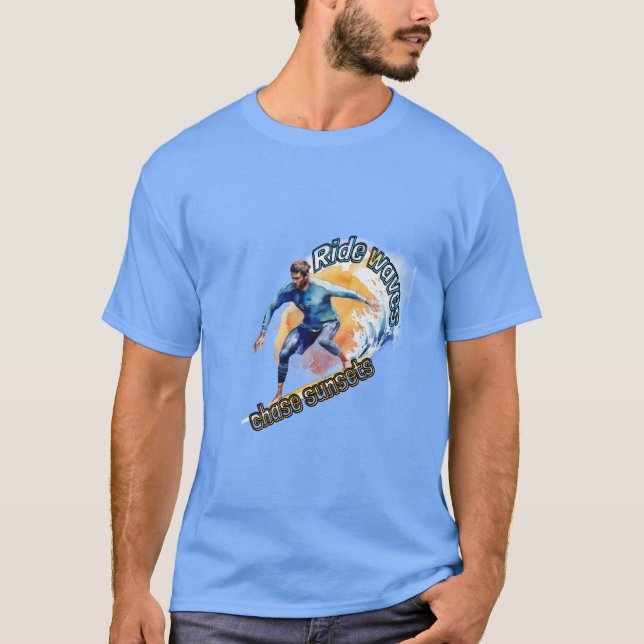 Camiseta Surf : Olas de paseo, atardecer. (Anverso)