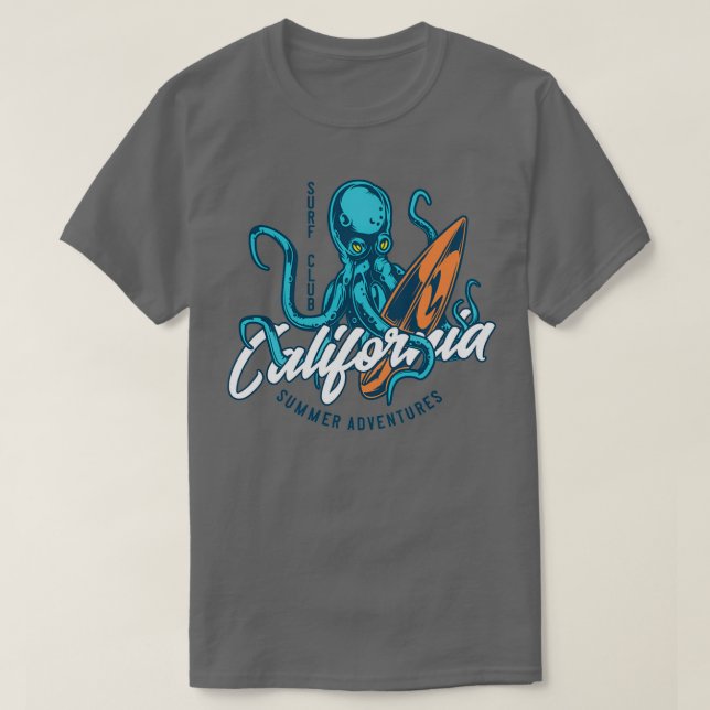 Camiseta Surf Retro Octopus Surfer California Surfing Club (Diseño del anverso)