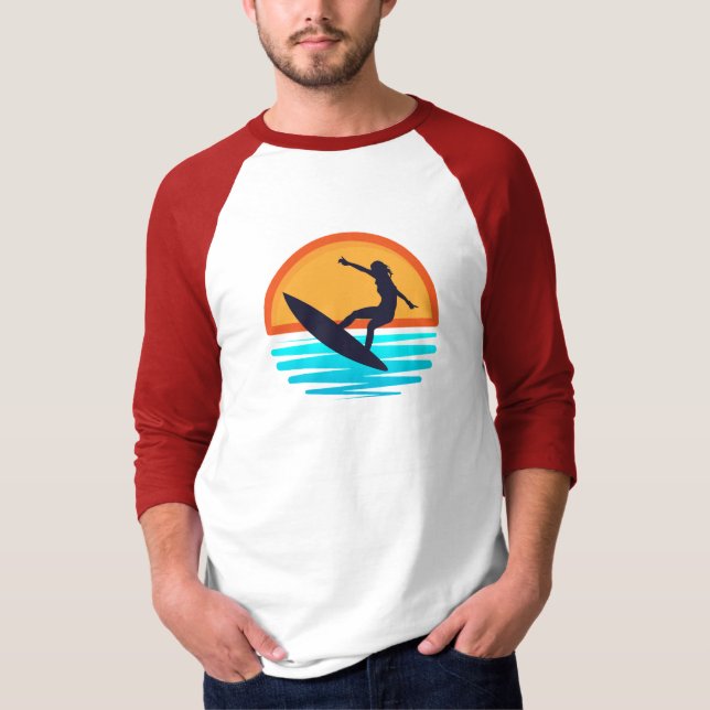 Camiseta Surf Retro Sunset _ Viajes de playa de época (Anverso)