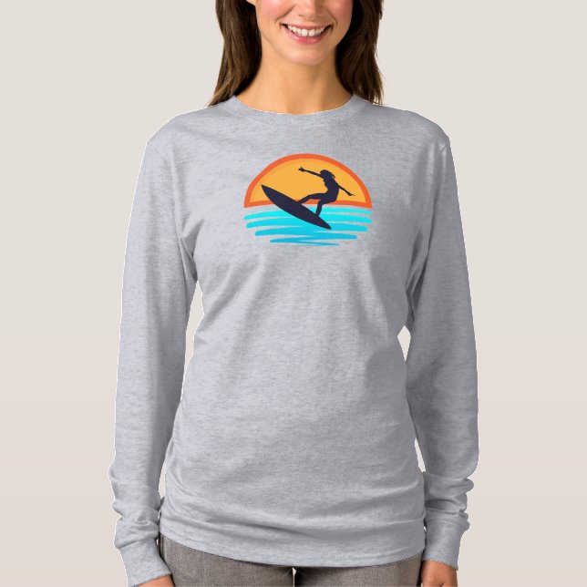 Camiseta Surf Retro Sunset _ Viajes de playa de época (Anverso)
