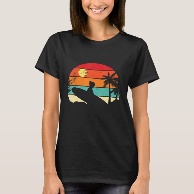 Camiseta Surf Retro Surfer Sunset Palm Tree - Surf 1 (Anverso)