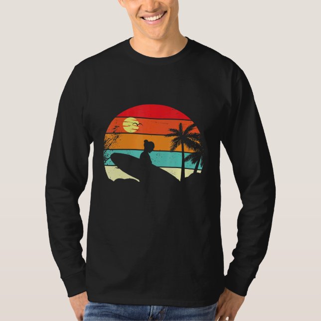 Camiseta Surf Retro Surfer Sunset Palm Tree - Surf 1 (Anverso)