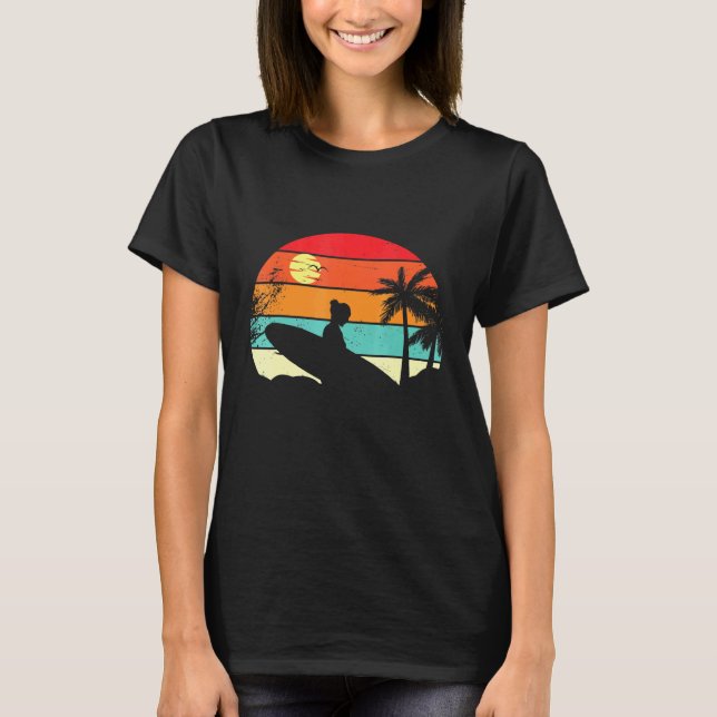 Camiseta Surf Retro Surfer Sunset Palm Tree - Surf 1 (Anverso)