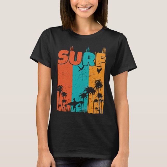 Camiseta Surf Retro Vintage Summer Palm Tree Fami (Anverso)