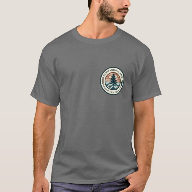 Camiseta Surf - Sea - Land, Preserve - Respect Logo for (Anverso)