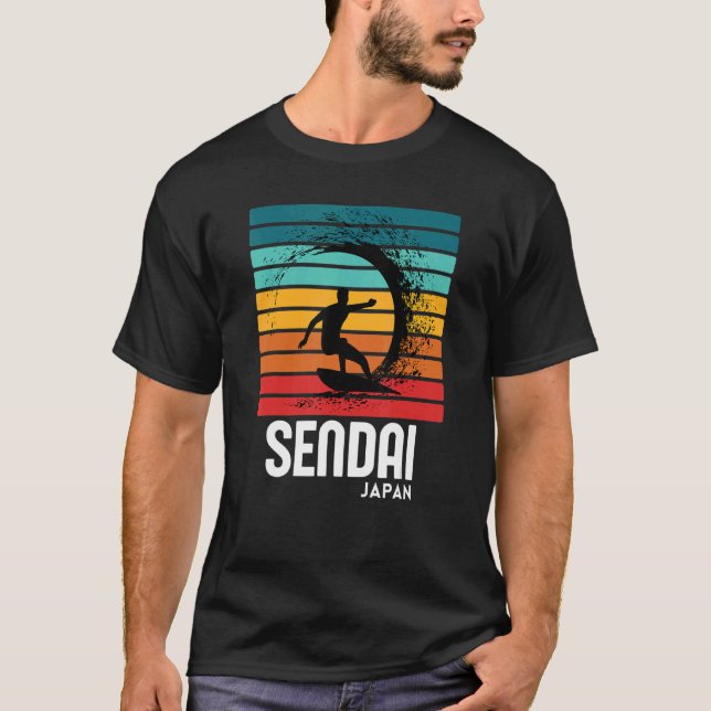 Camiseta Surf Sendai Japan Beach Vintage Retro Surfing (Anverso)