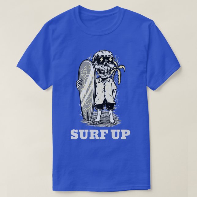 Camiseta Surf Skeleton En La Playa  (Diseño del anverso)