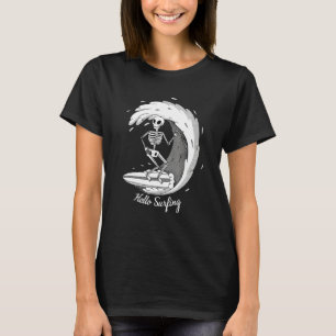Camiseta Surf Skeleton Wave Vintage Surfing Retro He