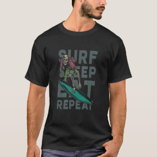 Camiseta Surf Sleep Eat Repeat - Skeleton Surfer Dude