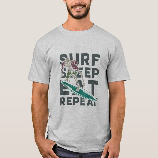 Camiseta Surf Sleep Eat Repeat Vintage Surf Design (Anverso)