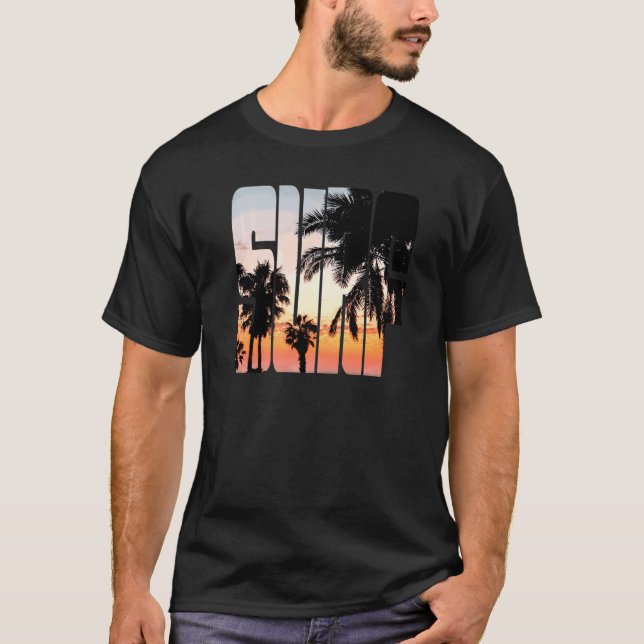 Camiseta Surf Sunrise Summer Vacation Ir A Beach Palm Tree (Anverso)