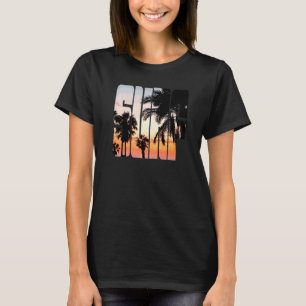 Camiseta Surf Sunrise Summer Vacation Ir A Beach Palm Tree