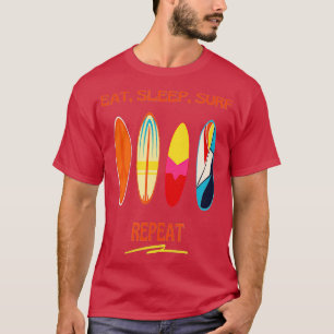 Camiseta Surf Surfboard Comer Sleep Surf Repetir Surf Retro