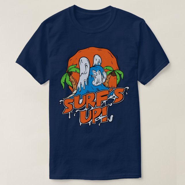 Camiseta Surf Surfing Ocean Waves Palm Tree Retro Desig (Diseño del anverso)