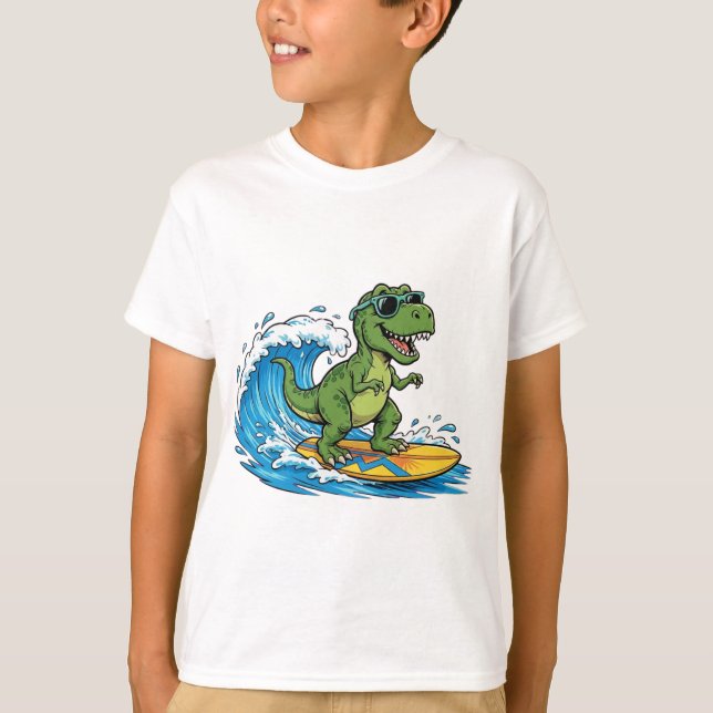 camiseta surfasaurus un dinosaurio surfista (Anverso)
