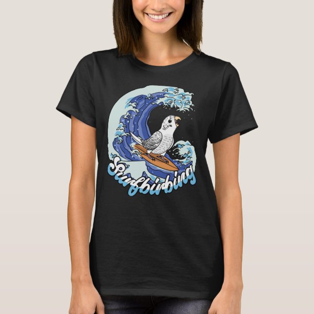 Camiseta Surfbiring Parrot I White Budgerigar (Anverso)