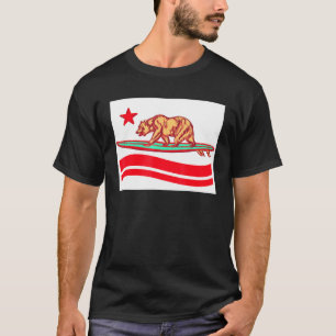 Camiseta Surfboard Grizzly Bear Bandera de California Surfi