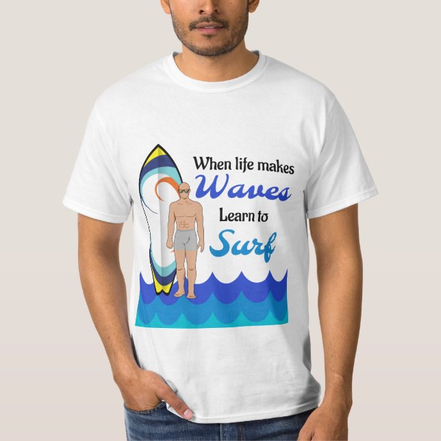 Camiseta Surfboard Ocean Waves Blue Motivation Cita (Anverso)