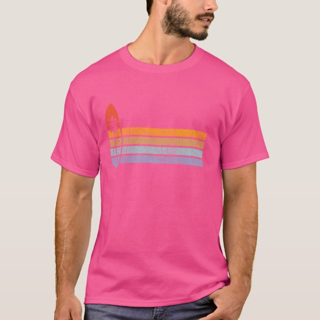 Camiseta Surfboard Retro Sunset Palm Tree Beach Surfer (Anverso)