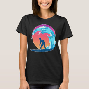 Camiseta Surfboard Surfer Sea Waves Water Sport Ocean Sunse