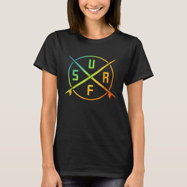 Camiseta Surfboard Surfing Rainbow Colours (Anverso)