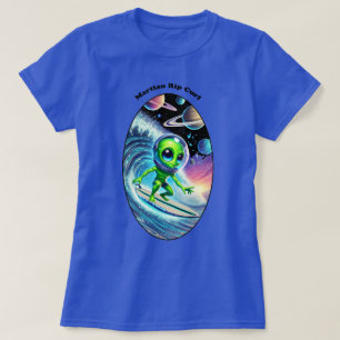Camiseta Surfboard Surfing Space Alien Montando una Ola URM