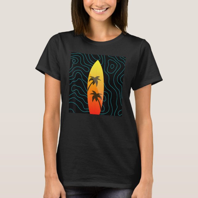 Camiseta Surfboard Surfing Surf Beach Ocean Hawaii Waves (Anverso)