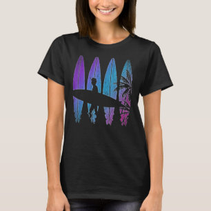 Camiseta Surfboard Synthwave Surfer Vaporwave Palm Trees Su