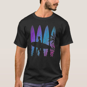 Camiseta Surfboard Synthwave Surfer Vaporwave Palm Trees Su