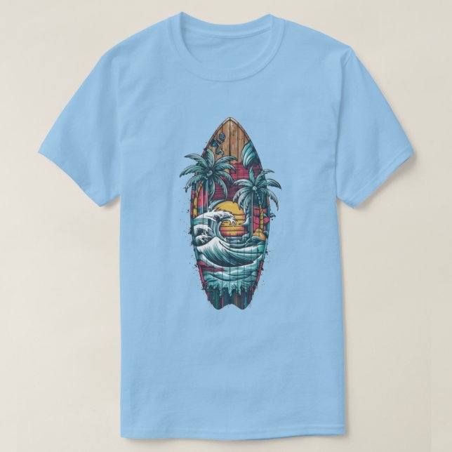 Camiseta Surfboard tropical (Diseño del anverso)