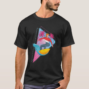 Camiseta Surfboard Waves Surfing Palm Trees Tropical Synthw