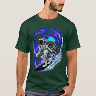 Camiseta Surfboarde de surf astronauta en el espacio ultrat