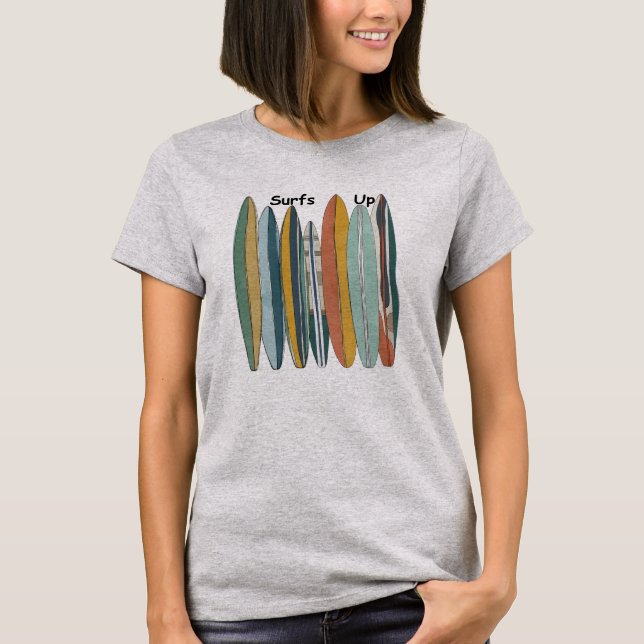 Camiseta Surfboards In A Row Women And Teens Surf's Up (Anverso)
