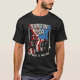 Camiseta Surfeando EE. UU. Tu ola está esperando Surfing 