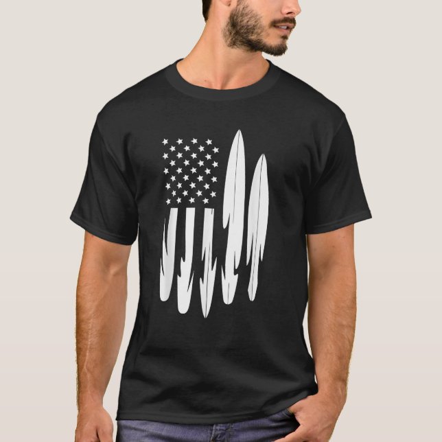 Camiseta Surfer American Flag Surfboard 4 de julio (Anverso)