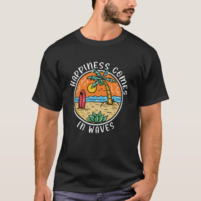 Camiseta Surfer Beach Wear Happiness viene en ola pullove (Anverso)