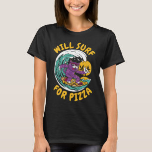 Camiseta Surfer Cat Waves Surfrider Surfboard Pizza Surfin