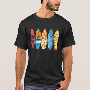 Camiseta Surfer Palm Tree Surfboard Sunset Wave