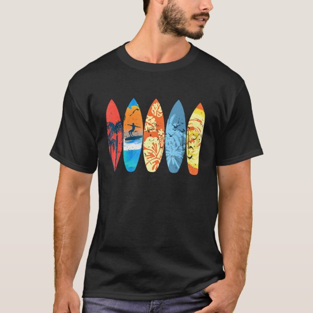Camiseta Surfer Palm Tree Surfboard Sunset Wave (Anverso)