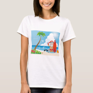 Camiseta surfer santa claus