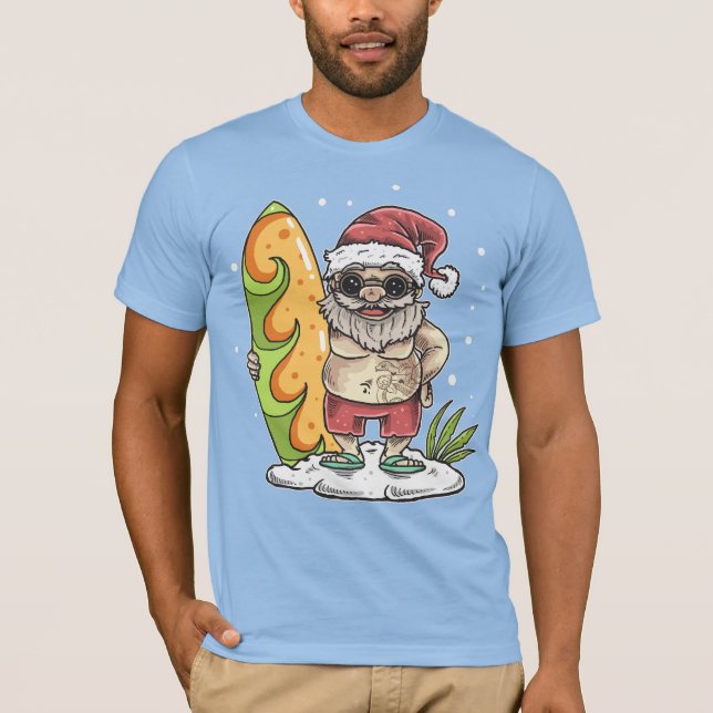 Camiseta Surfer Santa con tatuaje (Anverso)