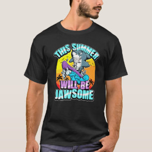 Camiseta Surfer Shark Beach Surfing Summer Waves Jawsome